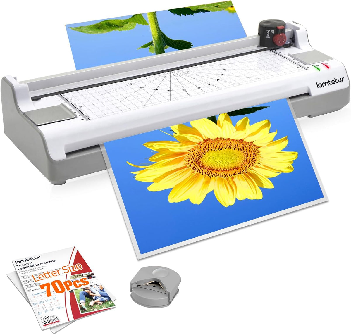 Lamtetur Máquina laminadora de 13 pulgadas de ancho con 70 hojas laminadoras para A3/A4/A6, máquina de laminación térmica caliente y fría de 11 x 17 pulgadas para oficina, hogar, escuela, uso para