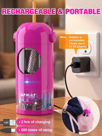 AFMAT Sacapuntas eléctrico PSX5 para aula, sacapuntas automático para niños y lápices de colores, jumbo de 0.276-0.5 in, 3 ajustes de nitidez, sacapuntas robot inalámbrico recargable para profesores