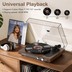 Seasonlife® Tocadiscos inalámbrico de entrada y salida, reproductor de vinilo de alta fidelidad con contrapeso ajustable y antideslizante, preamplificador de teléfono integrado, cartucho AT-3600L para