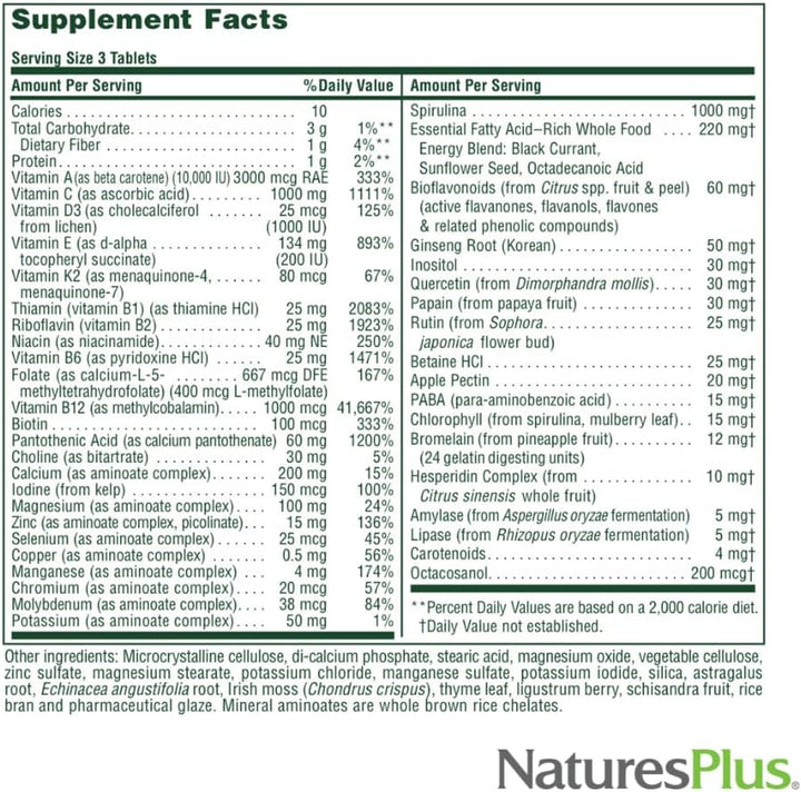 NaturesPlus Source of Life - Sin hierro - 180 tabletas, paquete de...