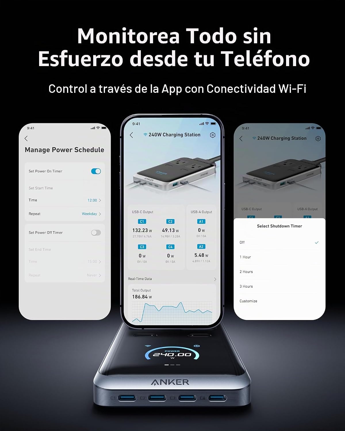 Anker Prime carga Station, 240W 8-en-1 Power Strip, 2 AC, 4 USB C