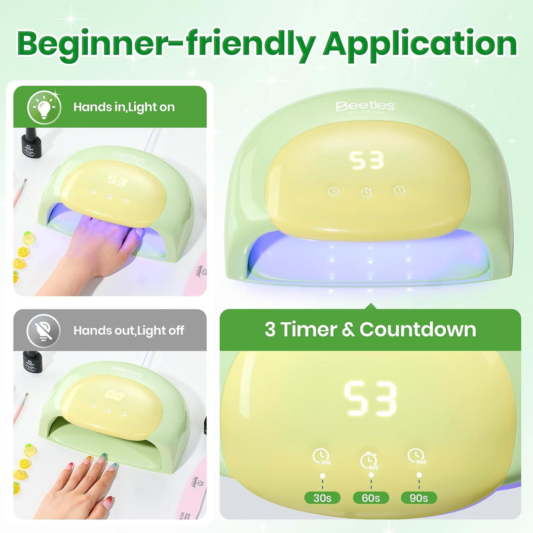 Beetles - Lámpara de uñas UV, luz de uñas de gel verde caramelo con...