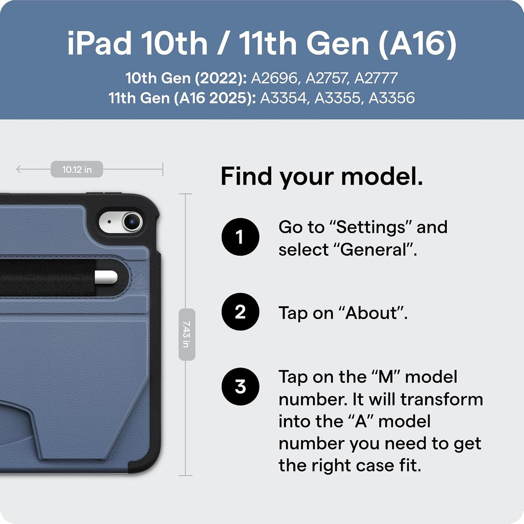 ZUGU Case para iPad 10ª/11ª Generación (A16) 10.9 pulgadas 2022/2025 [Negro]