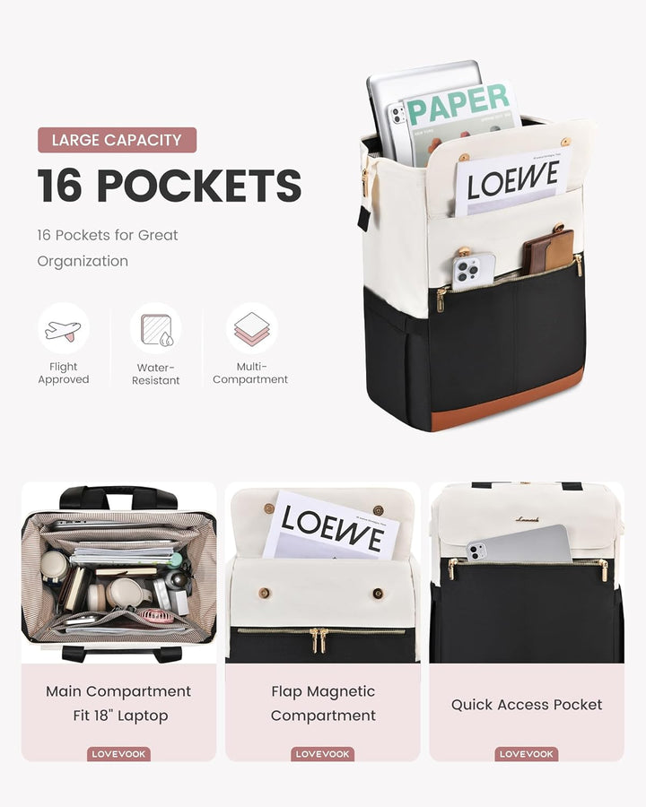LOVEVOOK Mochila para Laptop para Mujeres, Mochila de Trabajo Conve...