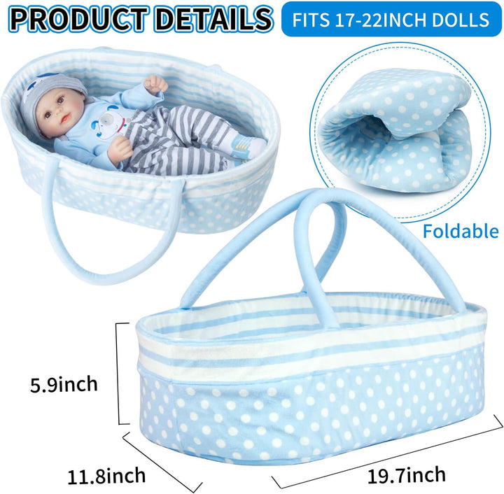 Juego de 9 piezas de ropa de muñeca de bebé Reborn azul para muñeca...