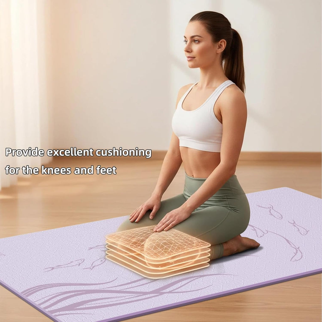 Esterilla de yoga extra ancha 76"x40"x10mm TPE antideslizante