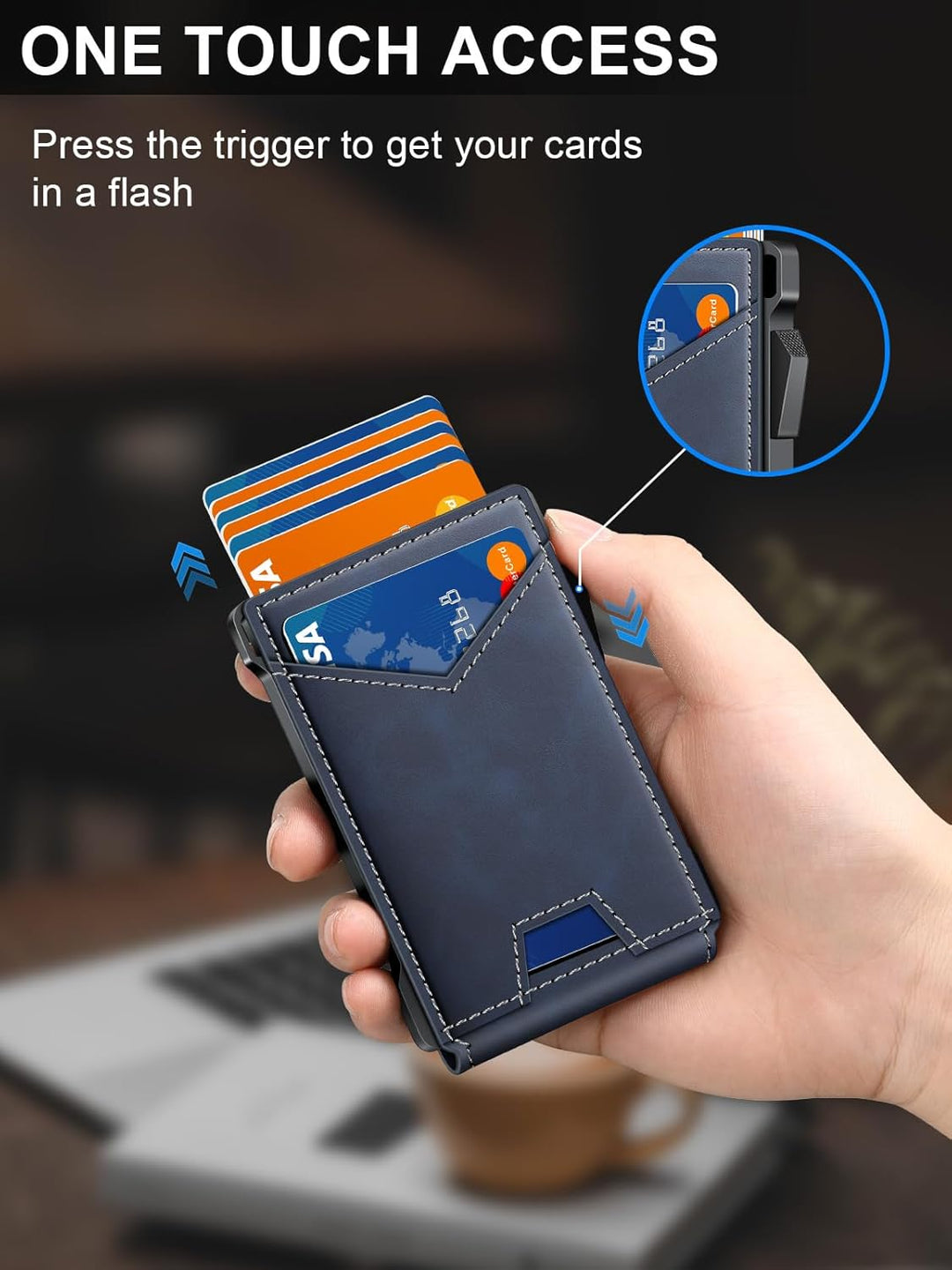 Cartera para hombre con RFID con 2 ventanas para identificación y c...