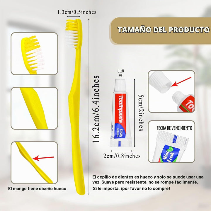 Xuezoioy Cepillos de dientes desechables con pasta de dientes, paqu...