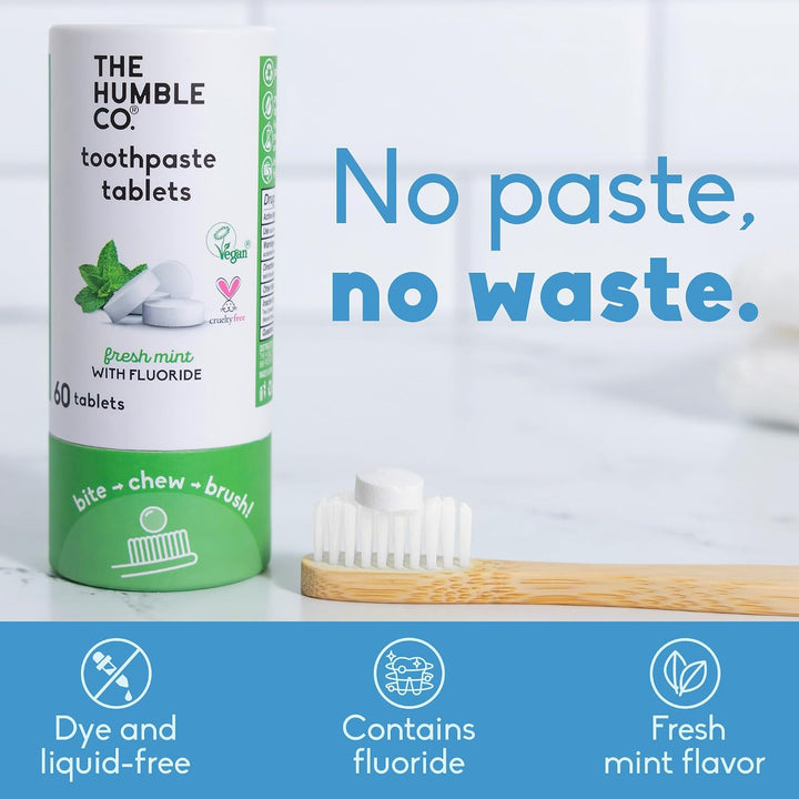 The Humble Co Comprimidos masticables de pasta dental con flúor, me...