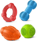 Juguetes masticables para perros, paquete de 4, juguetes para perros para masticadores agresivos de razas pequeñas, medianas y grandes, limpieza de dientes multifuncionales y masaje de encías,