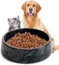 SAMAH Cuenco de mármol negro para perros, antideslizante y sin vuelcos, plato de piedra grande con peso, cuenco de agua de mármol natural para perros, fácil de limpiar, regalos para amantes de gatos y