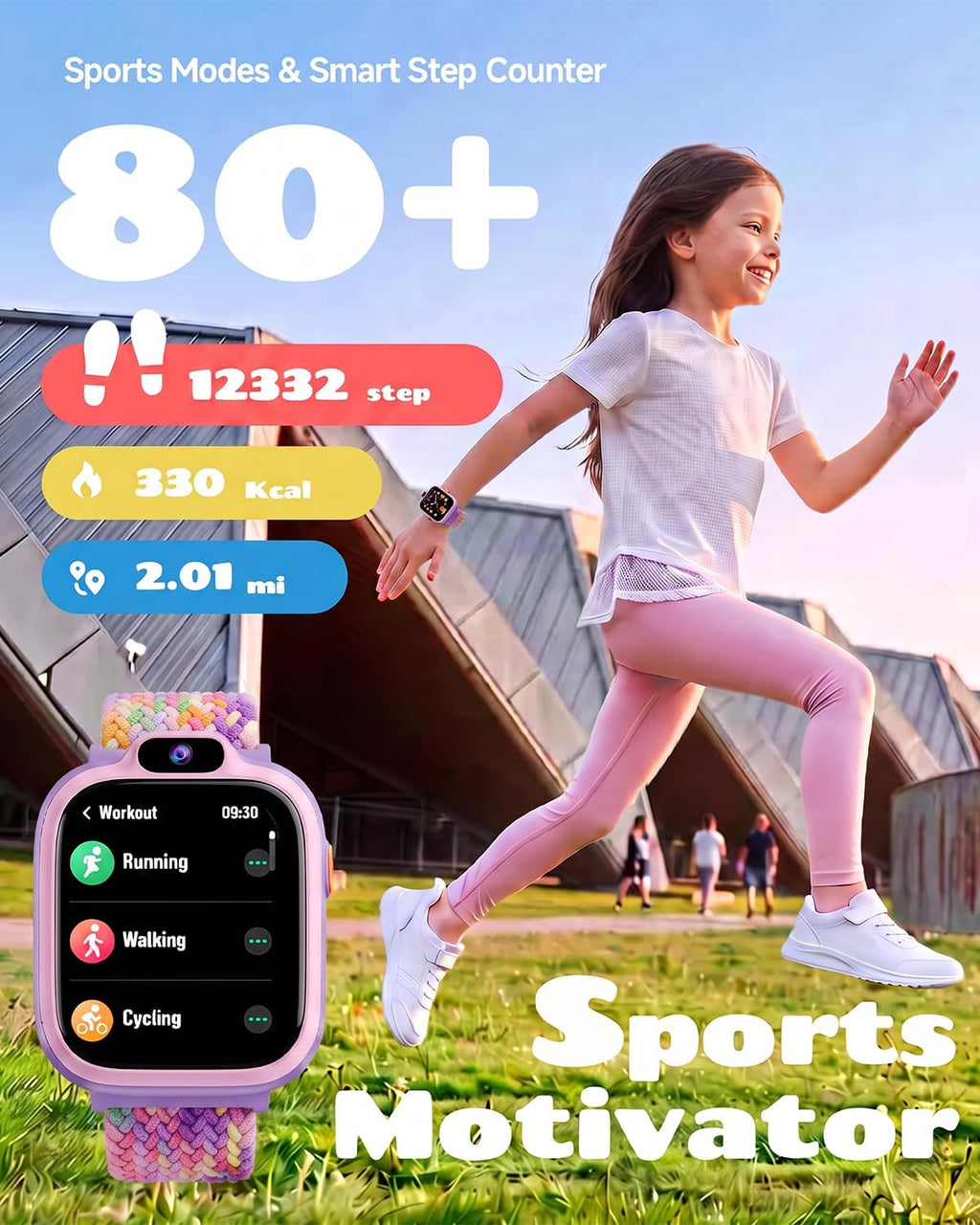 BIGGERFIVE Reloj inteligente para niños, rastreador de actividad física con