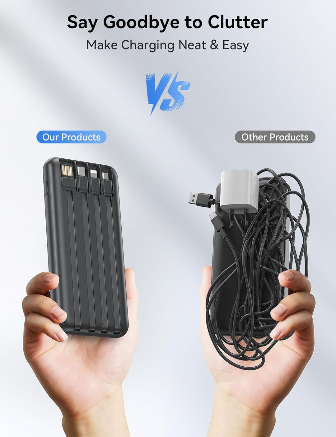 Cargador portátil de 10000 mAh integrado con 4 cables, cargador de...