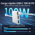 Adaptador USB C a HDMI para iPhone 17 16 15, 4K @60Hz ~ 120Hz iPhone a TV, adaptador USB C con carga rápida de 100 W, puerto USB 3.0 de 5 Gbps, dongle HDMI para iPad/TV/proyector/monitor, certificado