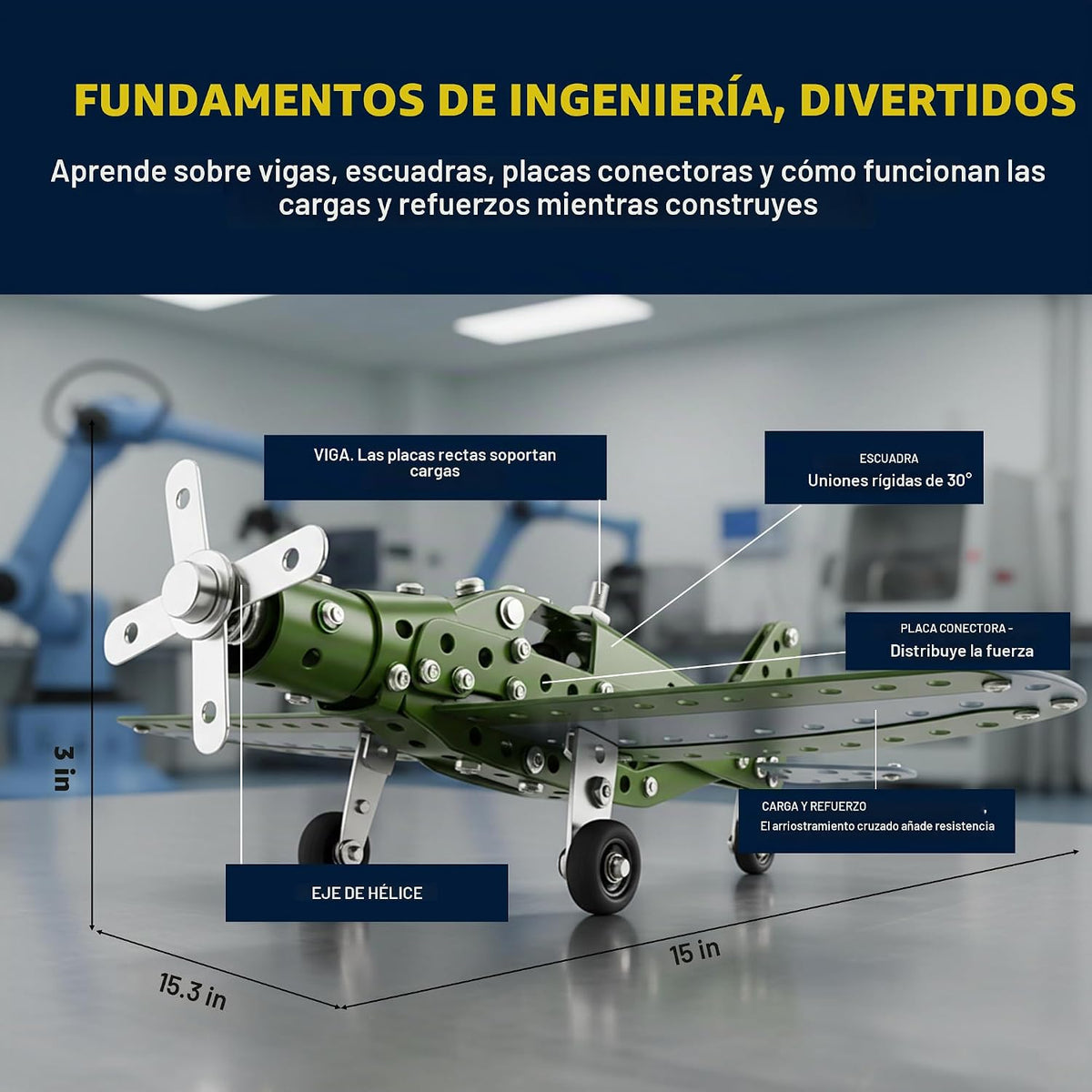 STEM Kit de construcción de aviones de metal para niños, juego de