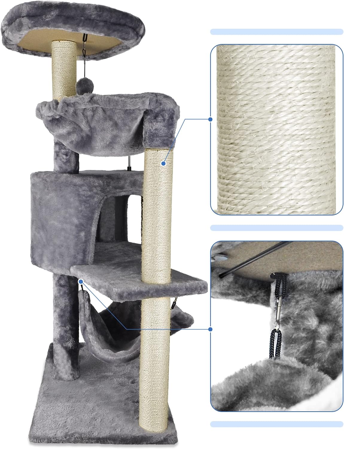 YUNIQUE - Árbol para gatos con condominio y hamaca grande, gris