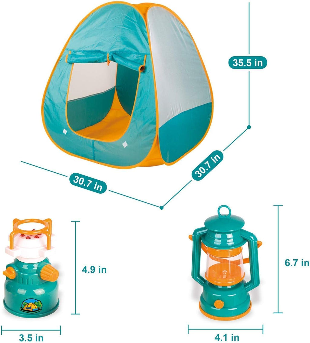 FUN LITTLE TOYS Tienda de Juego Pop Up con Equipo de Camping y Set de Herramientas, Juguetes al Aire Libre para Niños