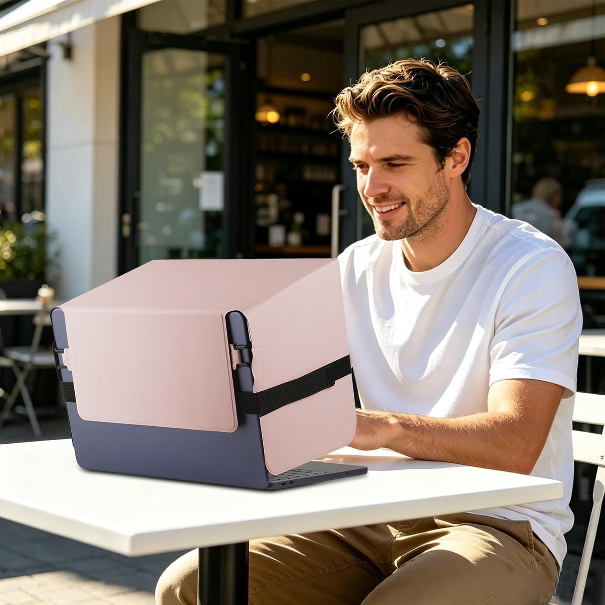 HoYiXi Parasol plegable para laptop y escudo de privacidad, se adap...