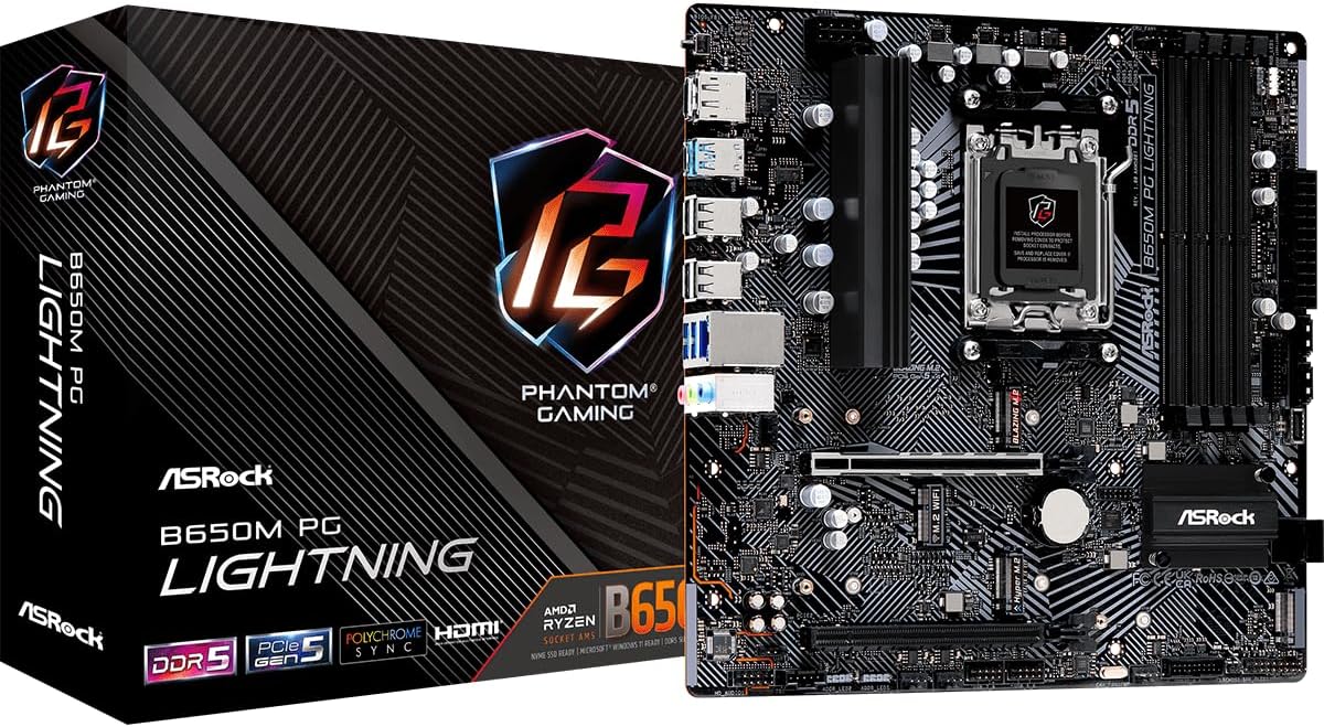 ASRock B650M PG Lightning AMD Zócalo AM5 Procesadores Ryzen9000\/80...
