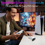 Wireless Charger para PS5 Controller con 2000mAh Battery Pack, Play While carga para PlayStation 5 Controller Charger LED Display 12H Extended Playtime Light Portable