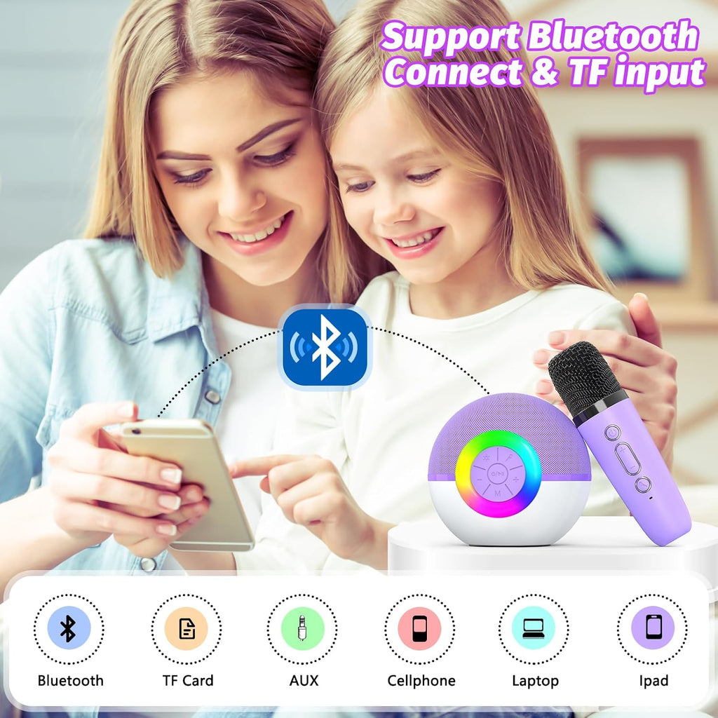 Mini máquina de karaoke con altavoz para niños y adultos, micrófono Bluetooth portátil con juguetes de canciones y luz LED, el mejor regalo de Navidad, cumpleaños y festival para niñas y niños