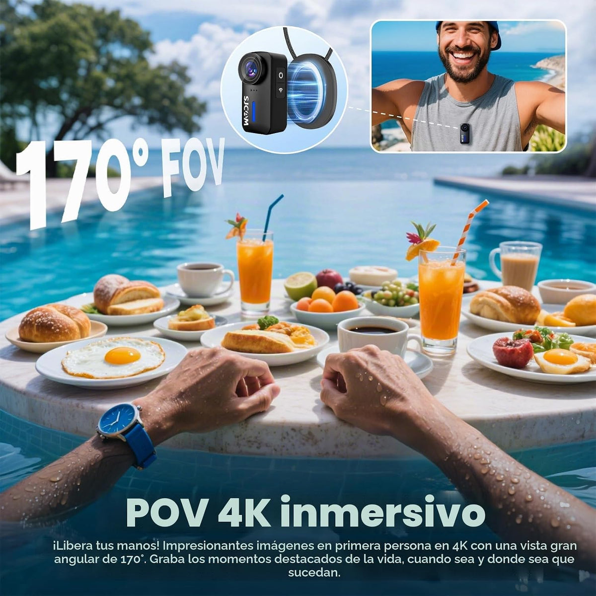 SJCAM Cámara de acción C110 más 4K, mini leva magnética del cuerpo del POV