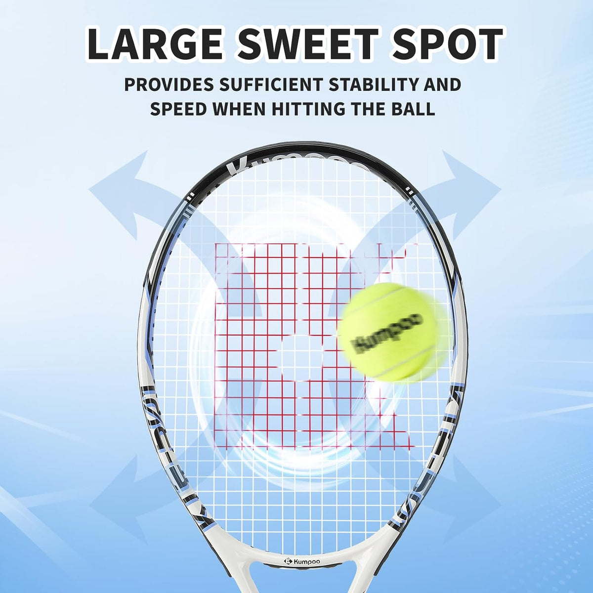 Juego de raqueta de tenis preencordada de 27 pulgadas con overgrips