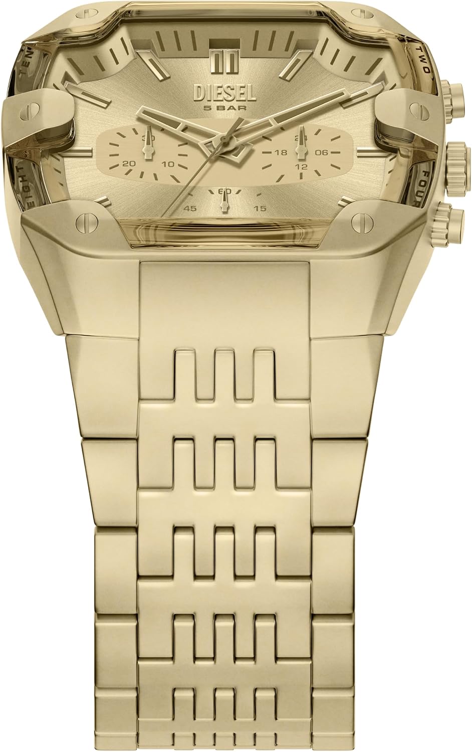 Reloj para hombre Diesel Spiked Cushion Chronograph de acero inoxidable tono dorado (Modelo: DZ4718)
