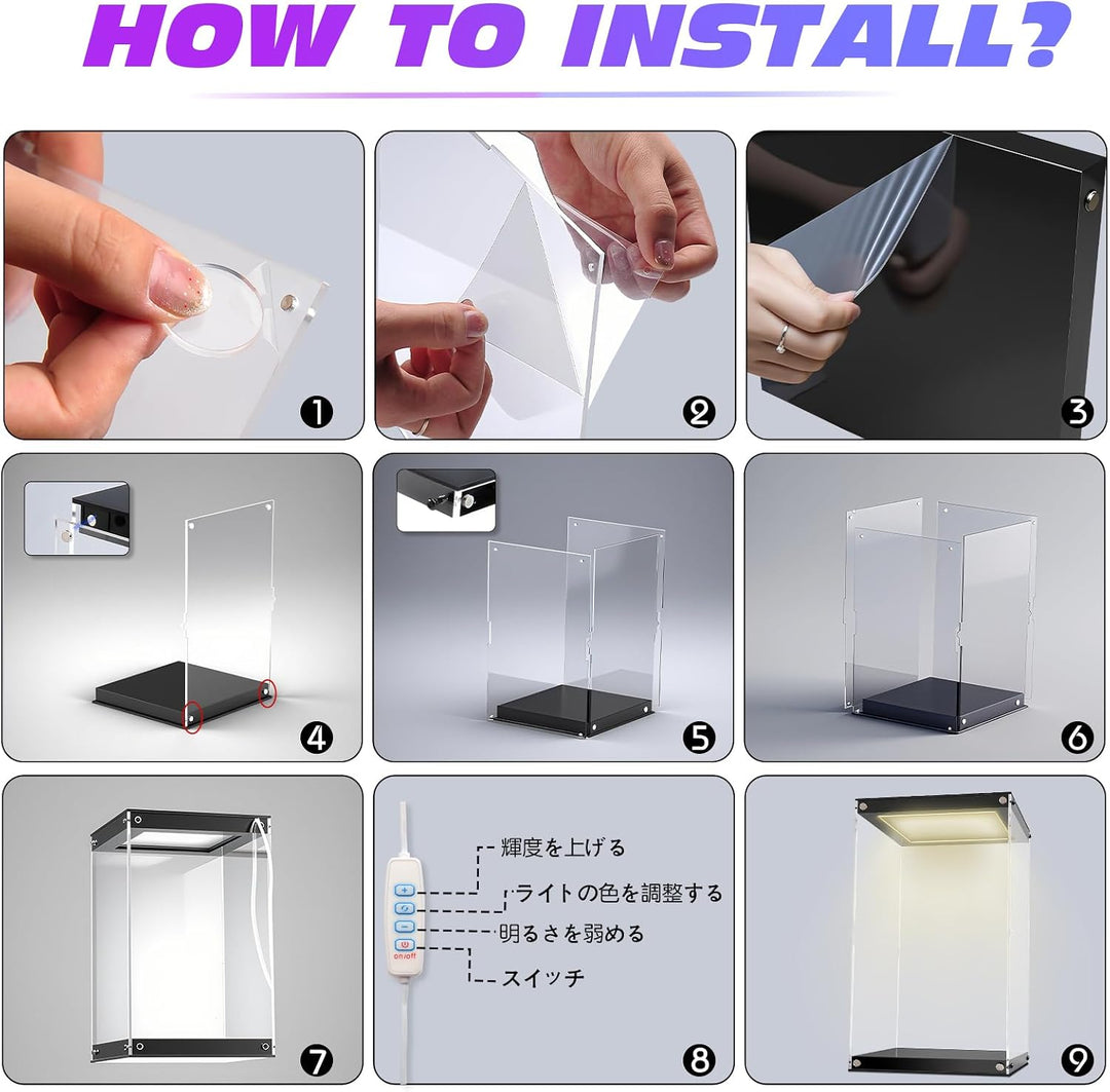 Vitrina de acrílico transparente con luz LED para coleccionables de...