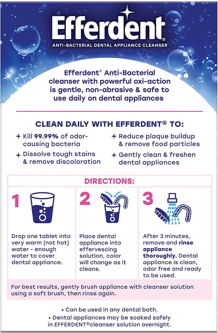 Efferdent - Tabletas de limpieza dental, completamente limpio, 102...