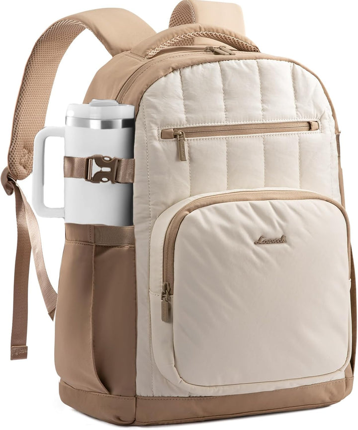 LOVEVOOK Mochila acolchada para laptop para mujer, Blanquecino - Ca...