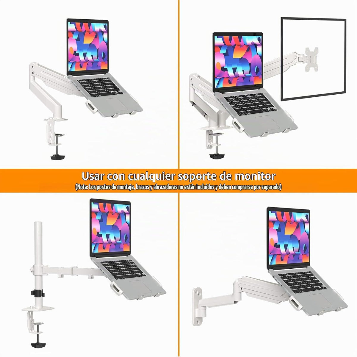suptek Bandeja de montaje de brazo VESA ajustable para portátil de...
