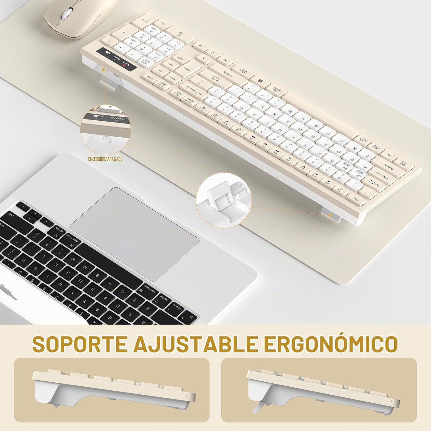Combo de teclado y mouse inalámbricos silenciosos, teclado inalámbr...