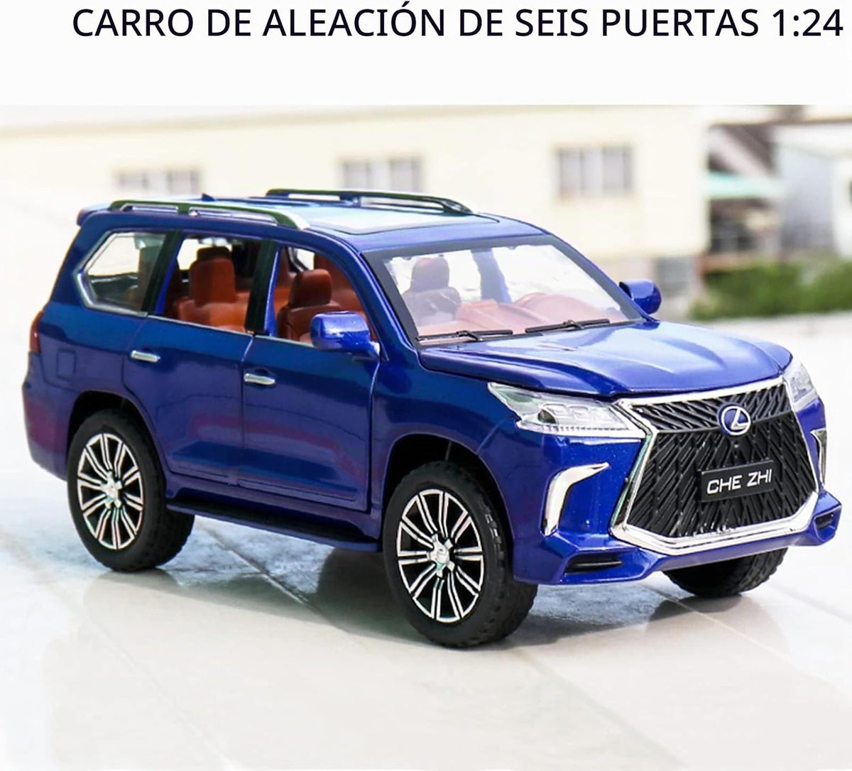 Modelo de auto fundido a presión escala 1/24 – Coche de juguete de aleación de zinc con retroceso con sonido y luz, vehículo de juguetes coleccionables para adultos y niños y niñas (azul)