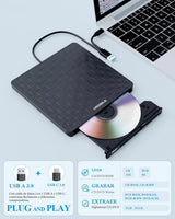 ORIGBELIE - Unidad externa de CD\/DVD para portátil, USB 3.0 tipo C...