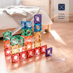 CONNETIX Paquete de juego de bolas de arcoíris con azulejos magnéticos, 92 piezas