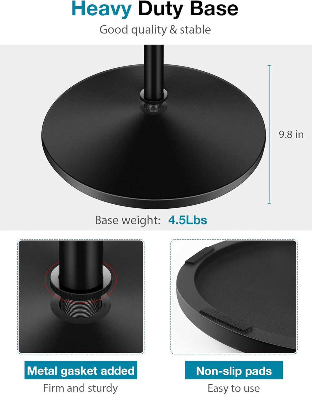 InnoGear Soporte de micrófono, paquete de 2 soportes de micrófono d...