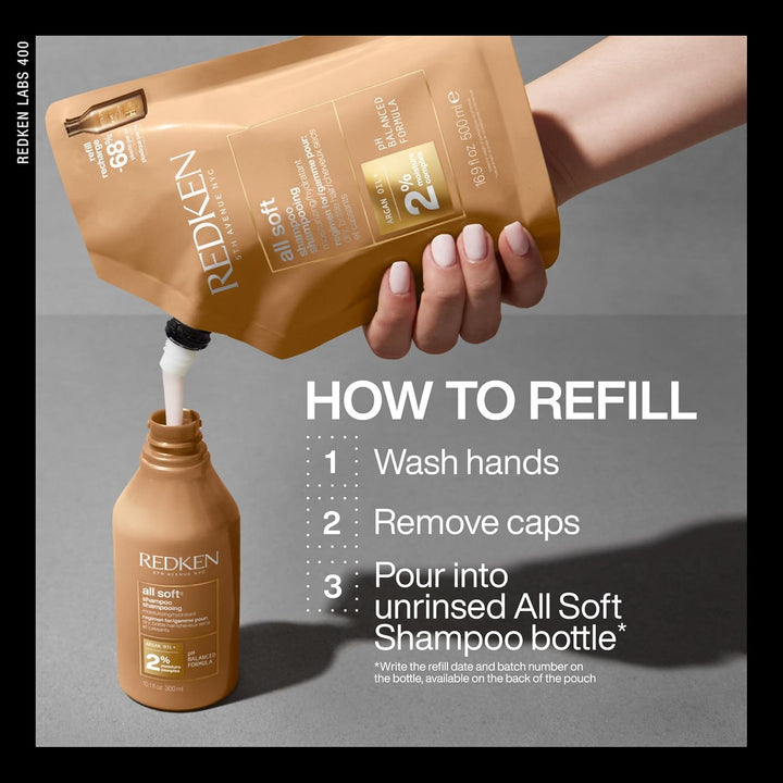 Redken All Soft Shampoo - Hidrata y nutre el cabello seco y quebrad...