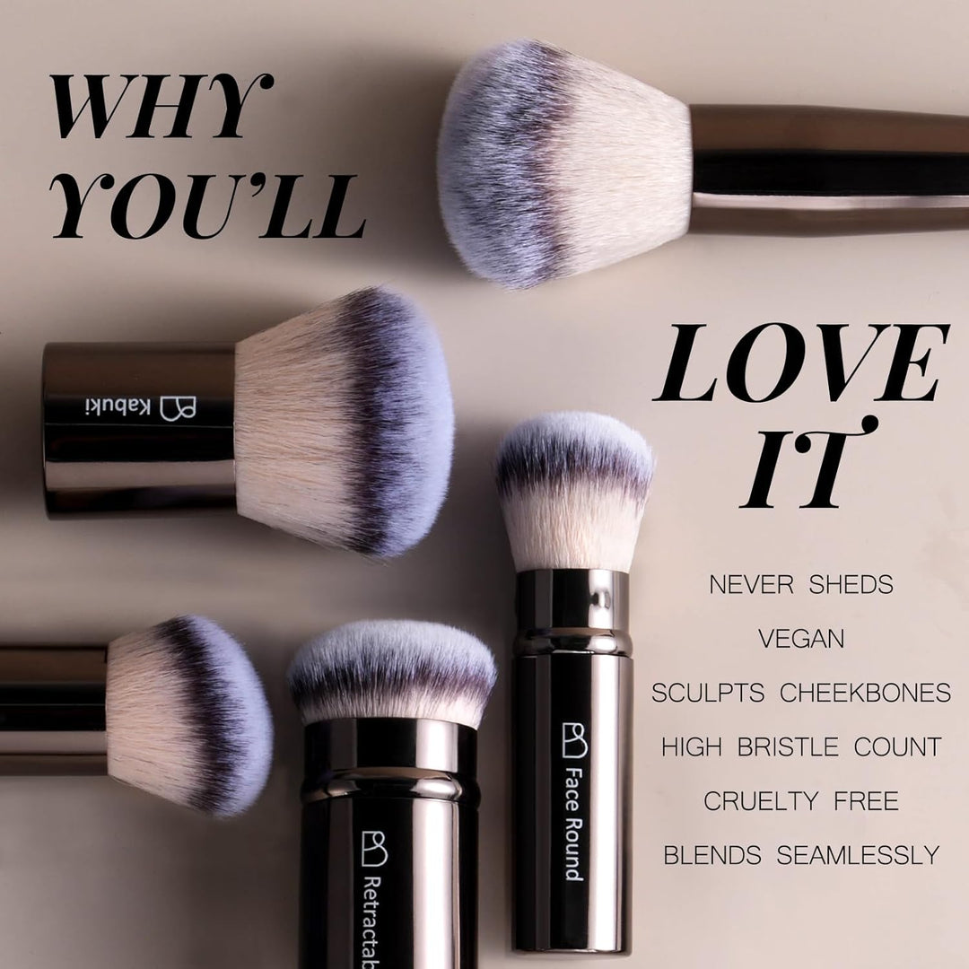 Brochas de maquillaje profesionales BS-MALL con estuche de viaje, b...
