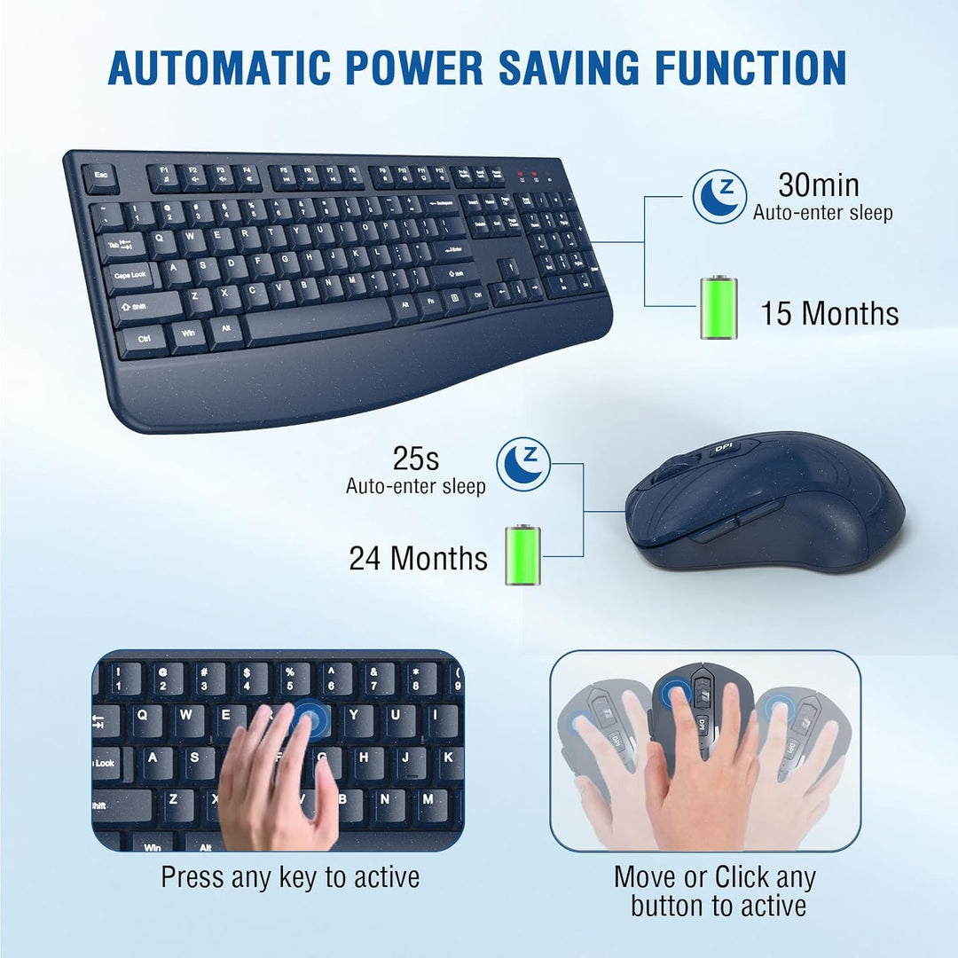 Combo de teclado y mouse inalámbrico, EDJO, teclado de computadora...