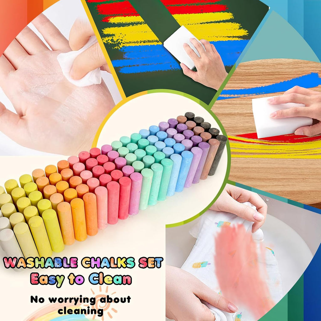 Juego de tizas para acera: 200 piezas en 20 colores Jumbo lavable tiza para