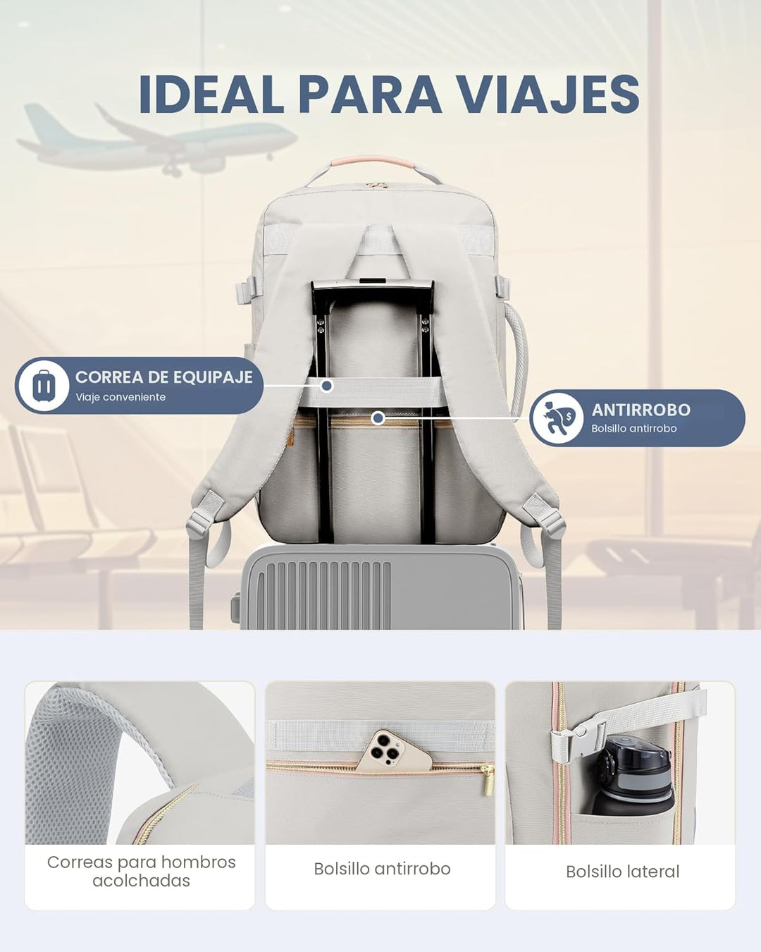 LOVEVOOK Mochila de viaje para mujeres y hombres, 40L, aprobada por...