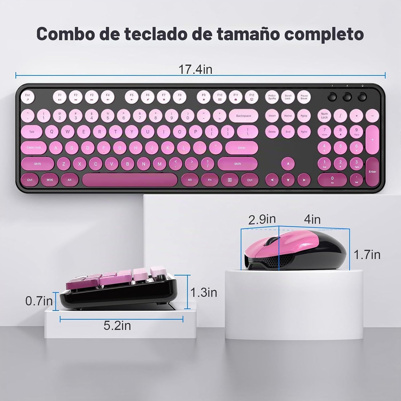 Meidosa Combo de teclado y mouse inalámbricos, 2.4 GHz degradado co...
