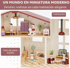 Lehoo Castle Casa de muñecas de madera para niñas, casa de muñecas con 5