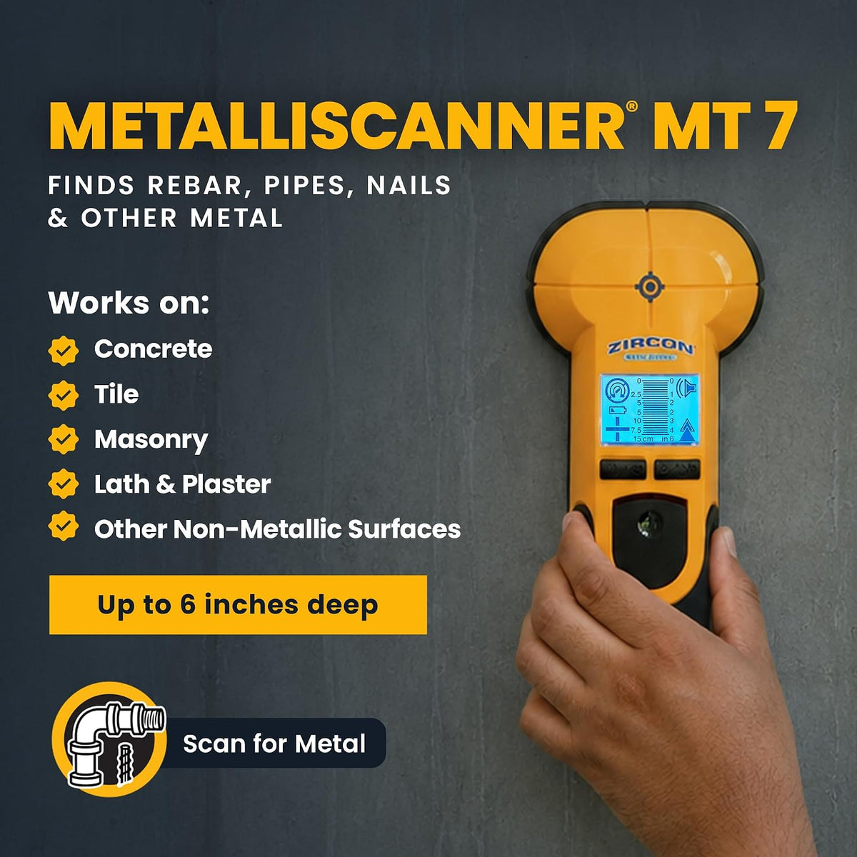 Zircon® MetalliScanner® MT7 Escáner de metal para hormigón y paredes, 6