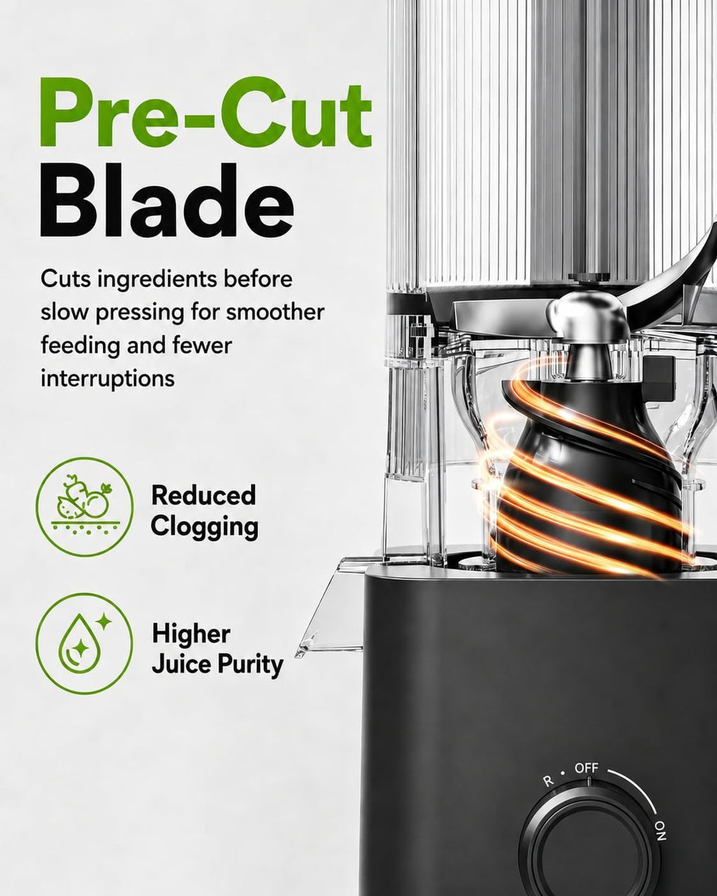AMZCHEF Exprimidor de prensa en frío, Juicer lento de autoalimentación de