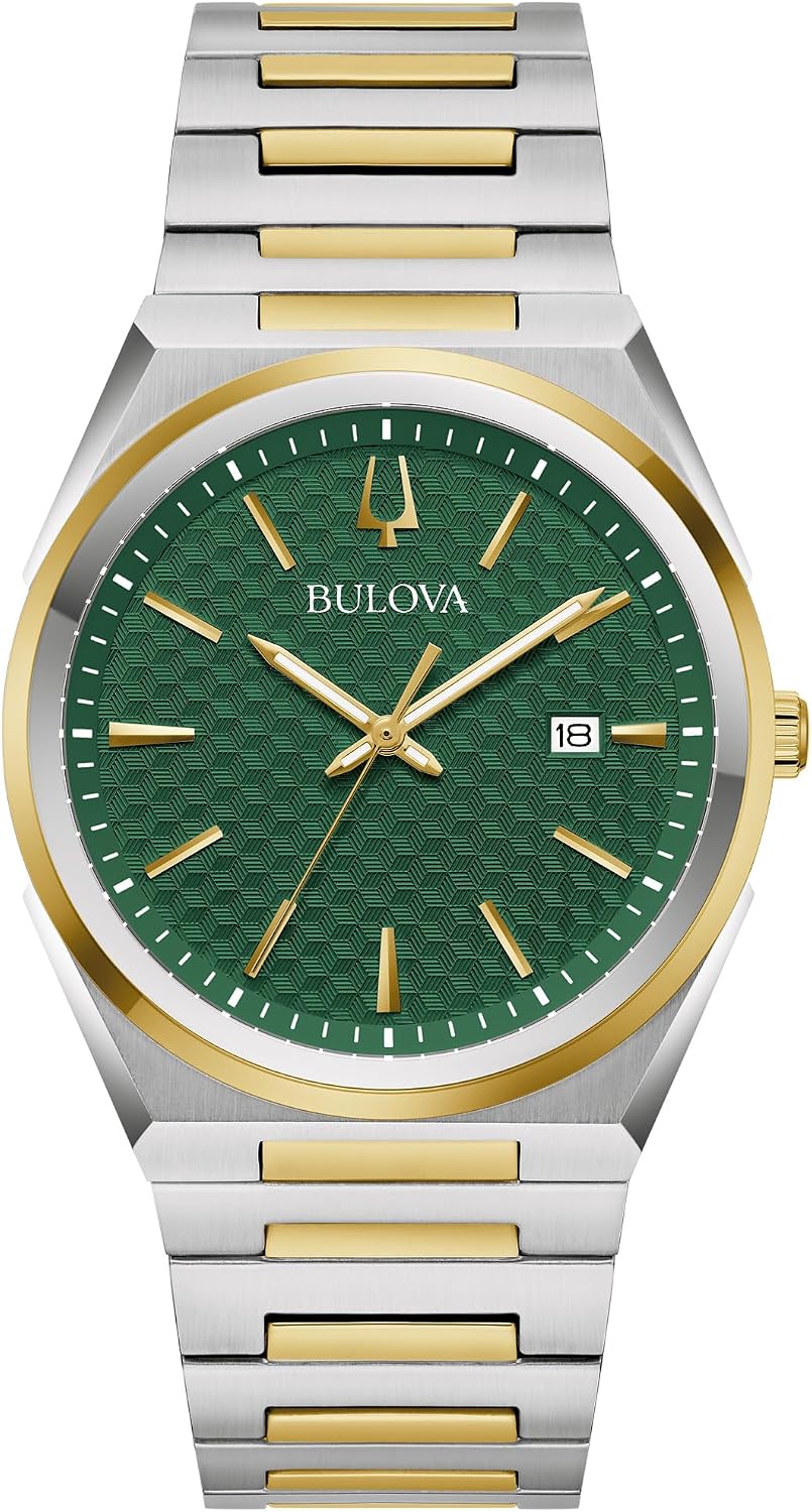 Reloj Bulova para Hombre Dress Classic de Cuarzo bicolor en Acero Inoxidable, Esfera con Patrón, 39 mm