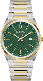 Reloj Bulova para Hombre Dress Classic de Cuarzo bicolor en Acero Inoxidable, Esfera con Patrón, 39 mm