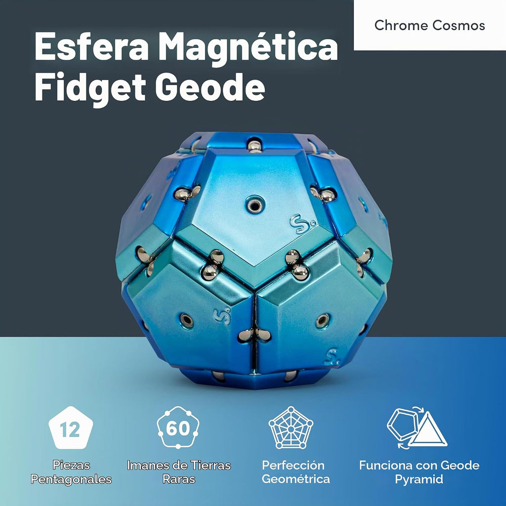 Speks Geode - Juguete magnético antiestrés | Juguete sensorial de escritorio para adultos y adolescentes de 14 años en adelante | Regalo para el alivio del estrés | Esfera, azul