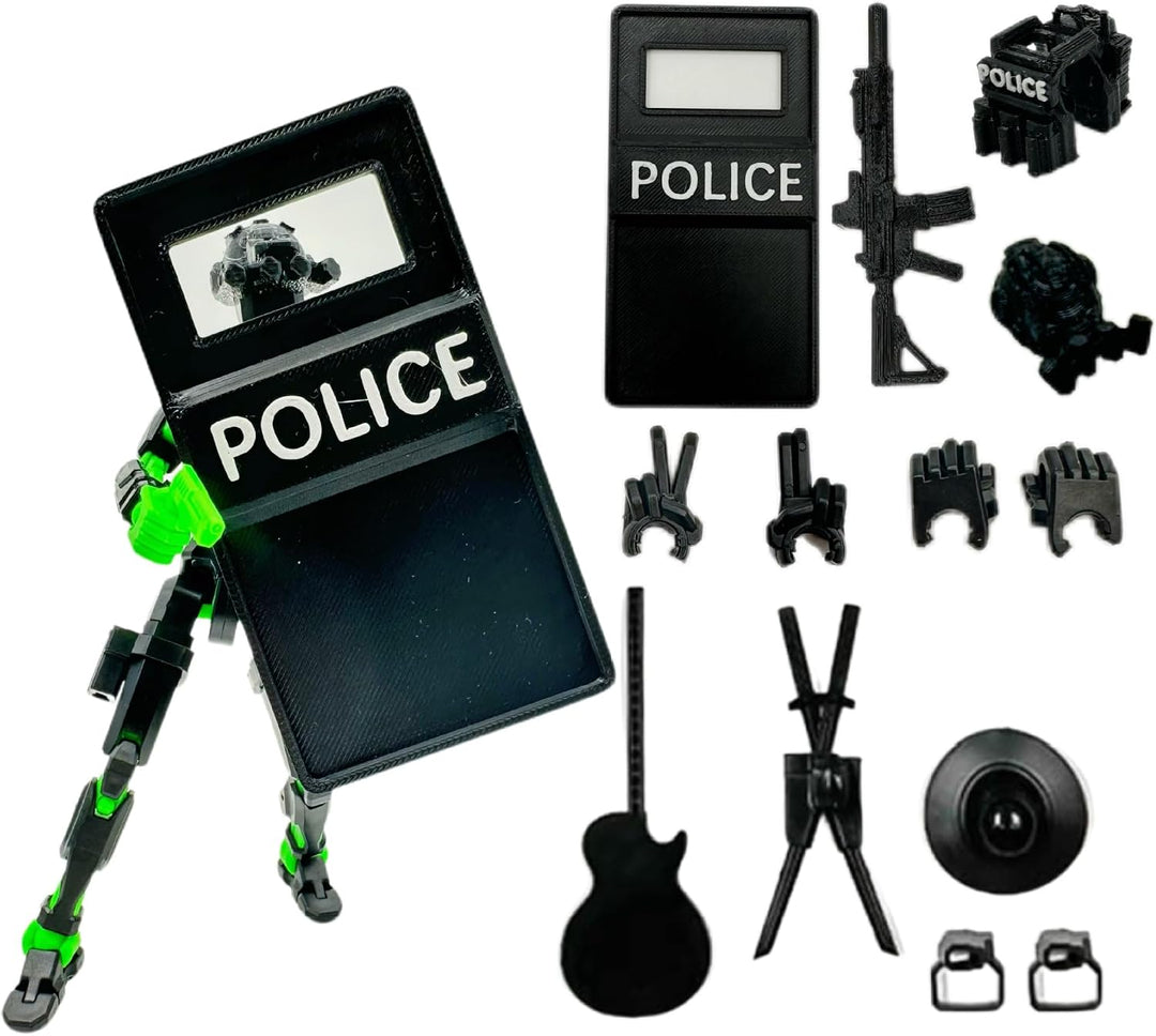 Juego de 5 figuras de acción de escudo policial impreso en 3D, 13 f...